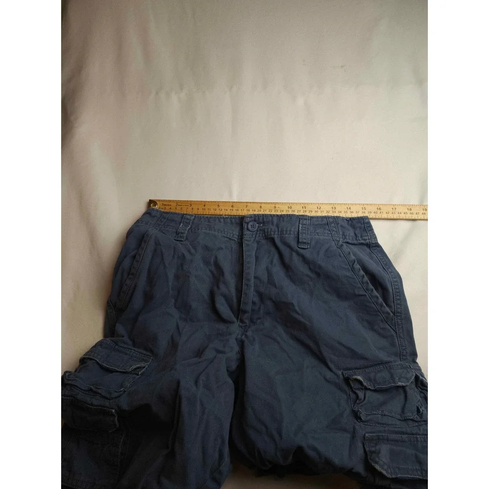 Plugg Mens Navy Blue Cargo Shorts Size 29 Cotton Utility Multi Pocket Skater